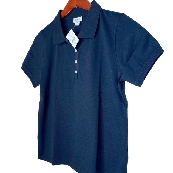 J. CREW Factory NWT Button Neck Pique Polo Top Size Small in Black - Picture 8 of 13